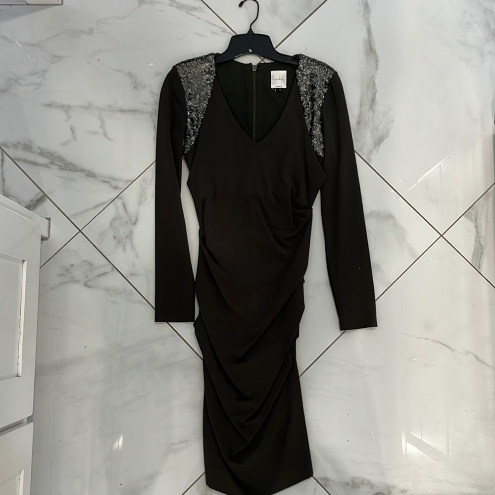 Nicole Miller studio olive green size small dress.